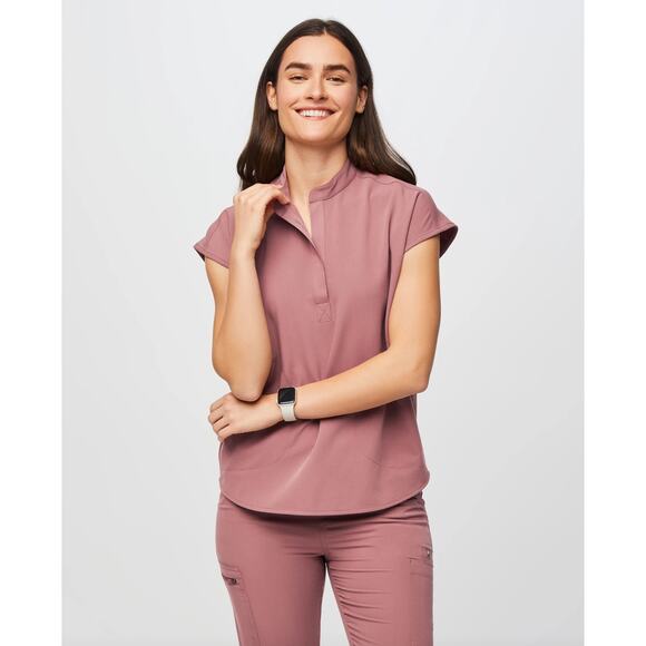Figs Tops - FIGS Technical Collection Rafaela Oversized Scrub Top M Mauve Dusty Rose Modern